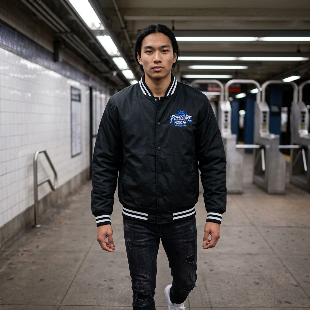 Pressure Made Me Varsity Bomber Jacket