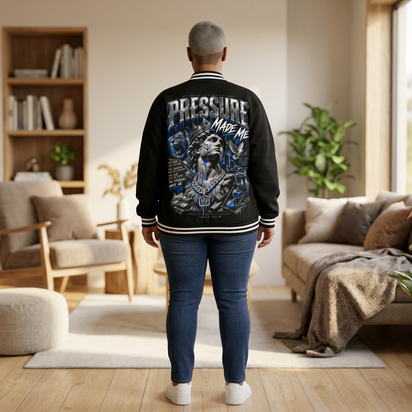 Pressure Made Me Varsity Bomber Jacket