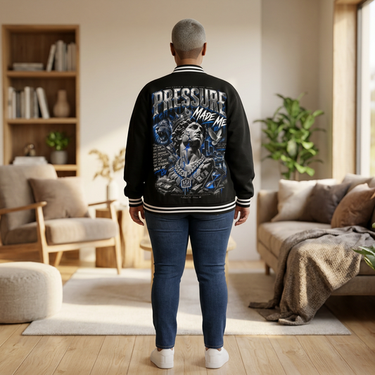 Pressure Made Me Varsity Bomber Jacket