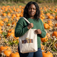 Monster Pattern Tote Bag — Cute Halloween Cotton Canvas Tote