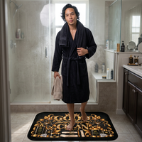 Good Things Happen in a Clean Space Bath Mat — Luxury Gold Bathroom Rug