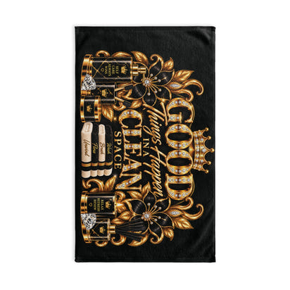 Good Things Happen in a Clean Space Hand Towel — Luxury Gold Cleaning Quote