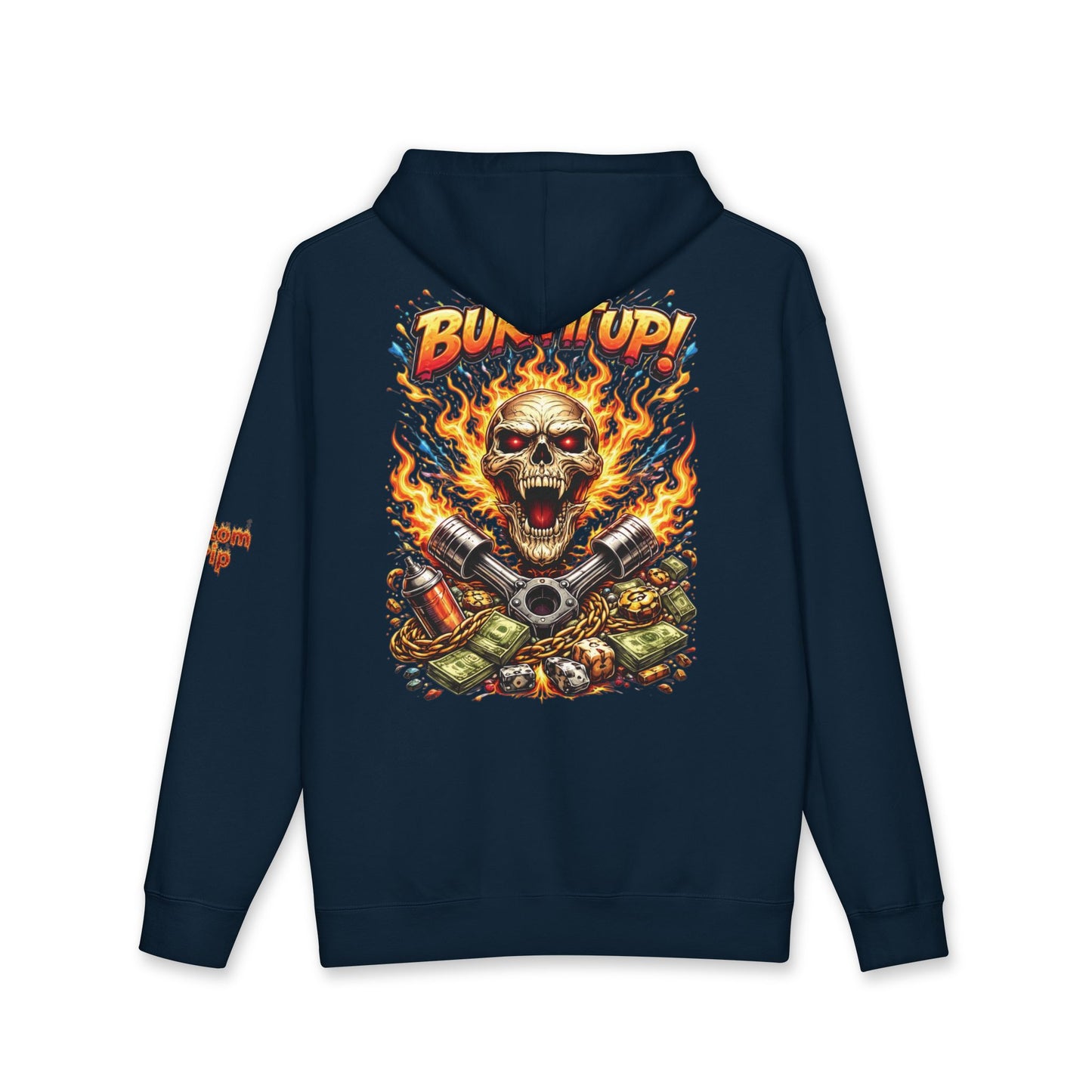 Burn It Up Hoodie — Fiery Skull Motorcycle Graphic Sweatshirt