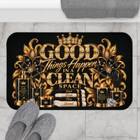 Good Things Happen in a Clean Space Bath Mat — Luxury Gold Bathroom Rug