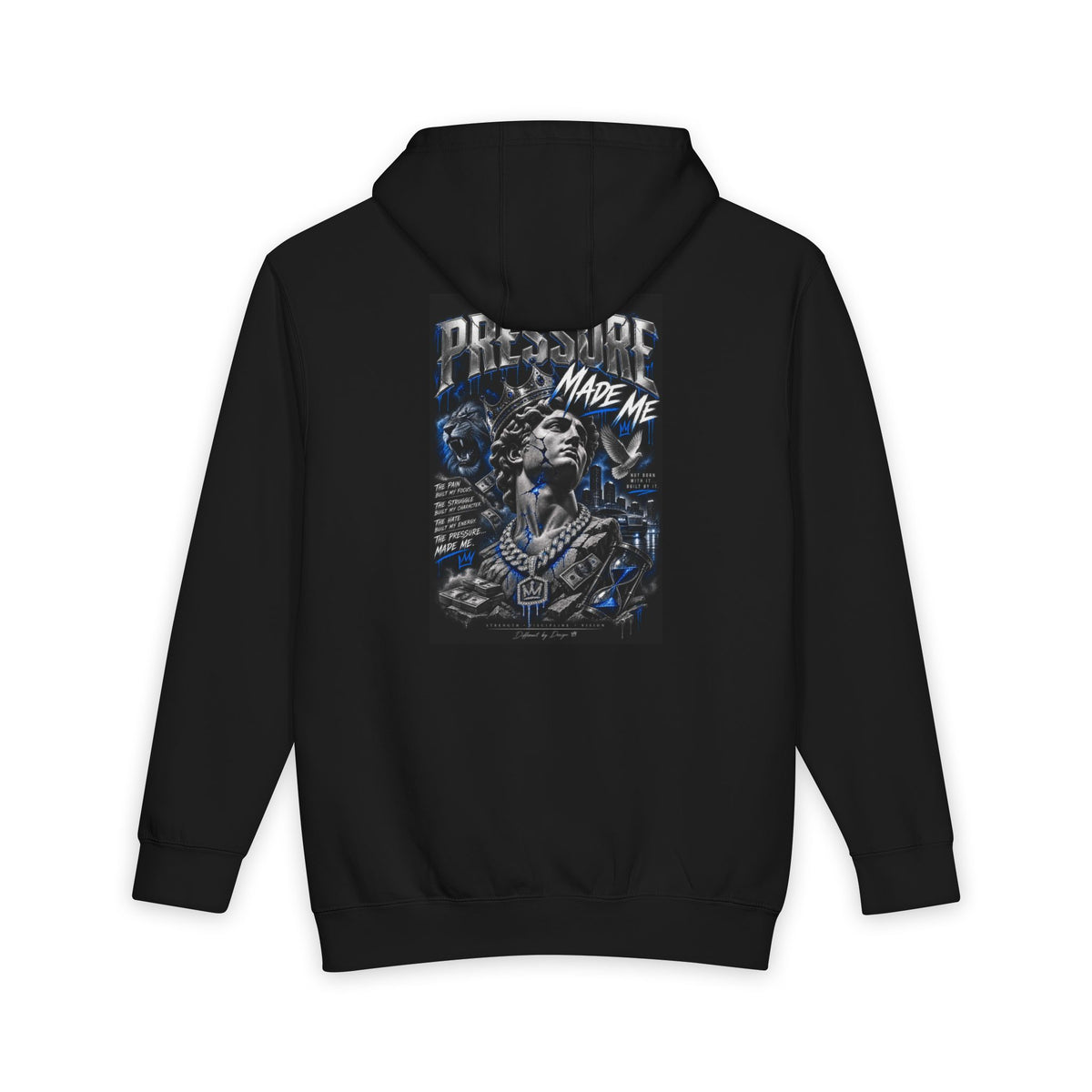 Pressure Made Me Hoodie — Graphic Pullover with Bold Back Art