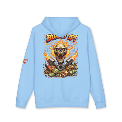 Burn It Up Hoodie — Fiery Skull Motorcycle Graphic Sweatshirt