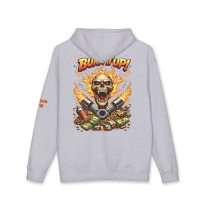 Burn It Up Hoodie — Fiery Skull Motorcycle Graphic Sweatshirt