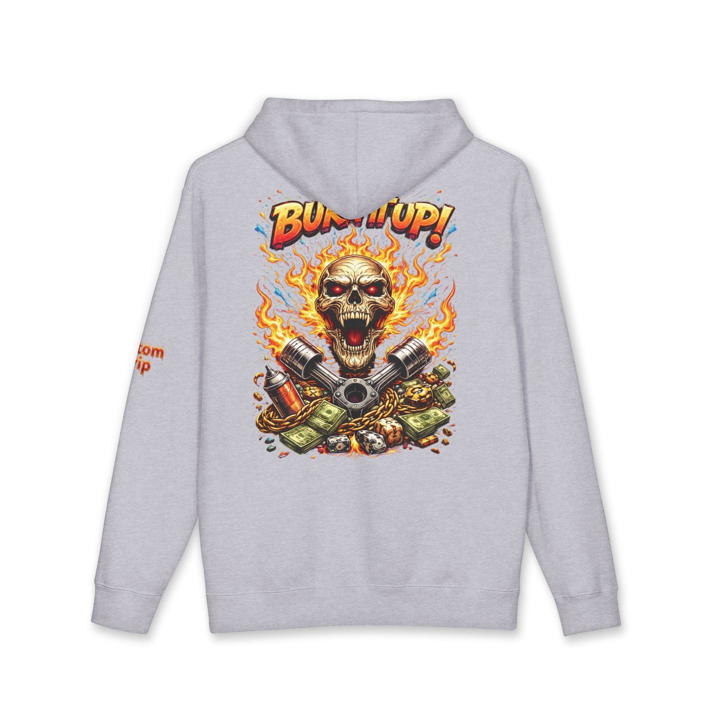 Burn It Up Hoodie — Fiery Skull Motorcycle Graphic Sweatshirt