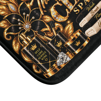 Good Things Happen in a Clean Space Bath Mat — Luxury Gold Bathroom Rug