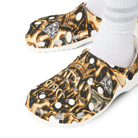 Gold Graffiti EVA Foam Clogs – Urban Streetwear Slip-On Shoes