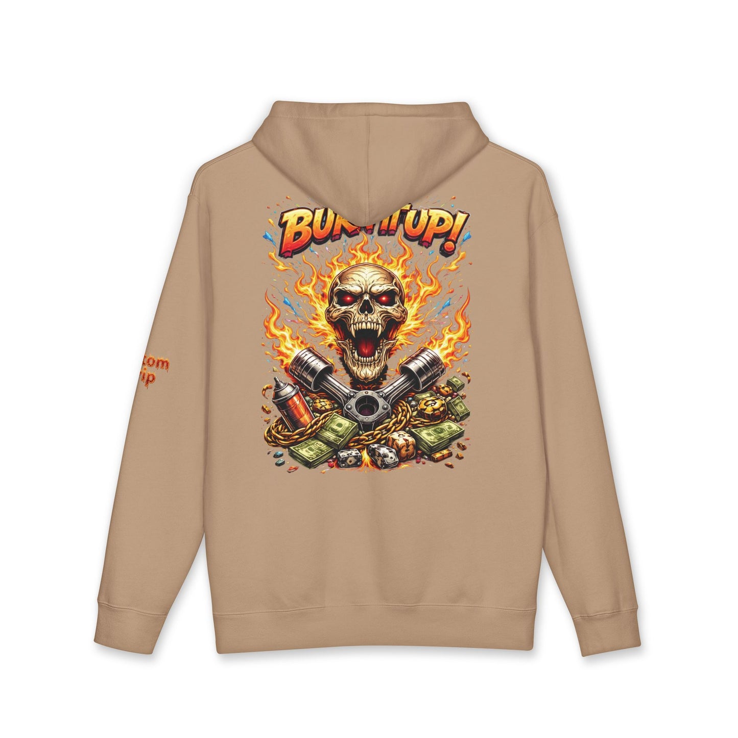 Burn It Up Hoodie — Fiery Skull Motorcycle Graphic Sweatshirt