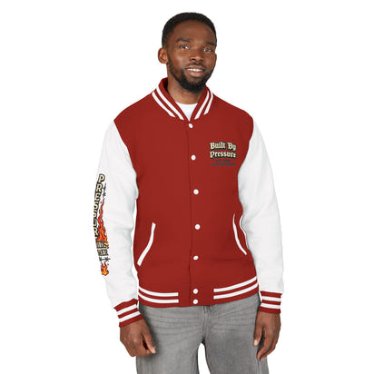 Built By Pressure Letterman Jacket — Flame Diamond Varsity Jacket