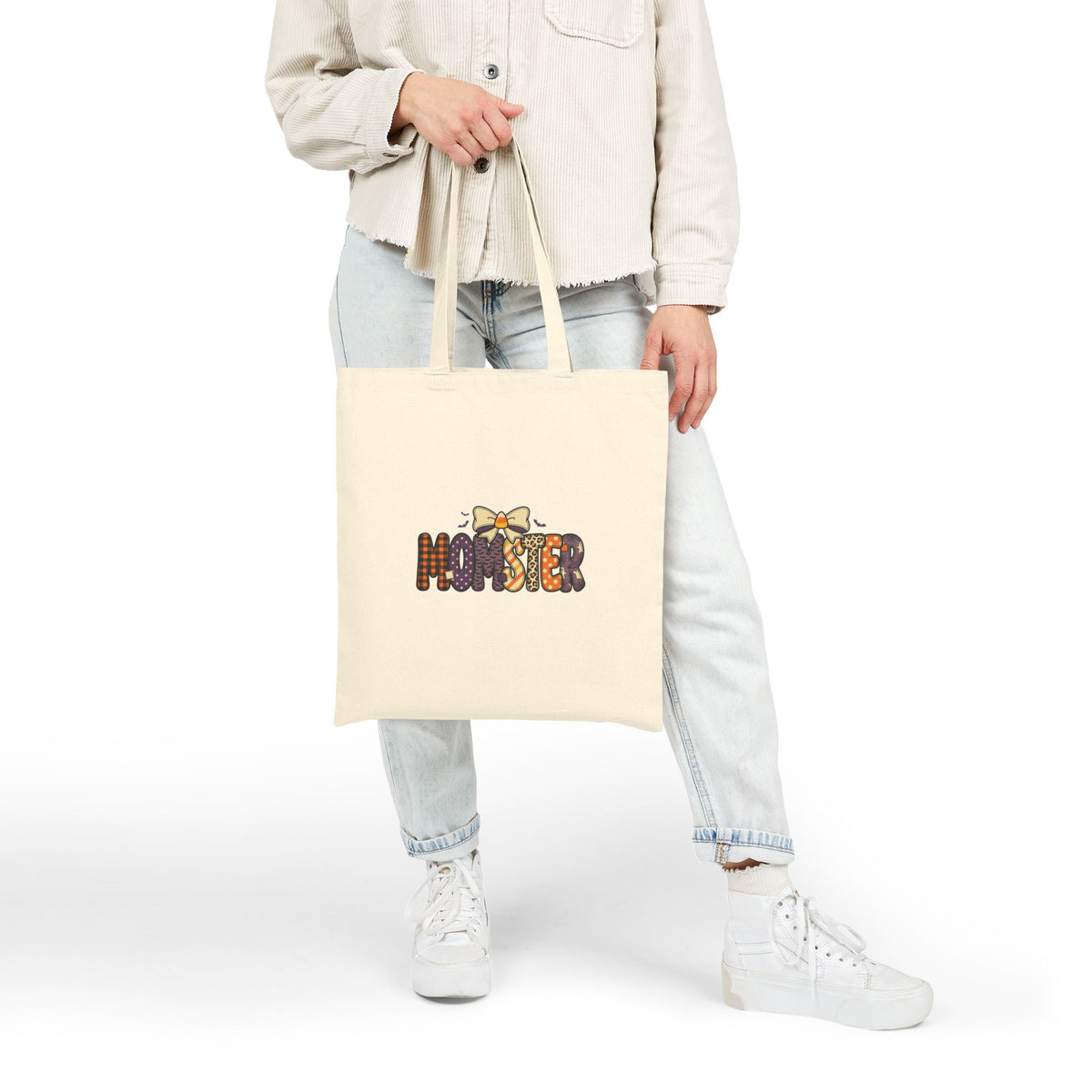 Monster Pattern Tote Bag — Cute Halloween Cotton Canvas Tote