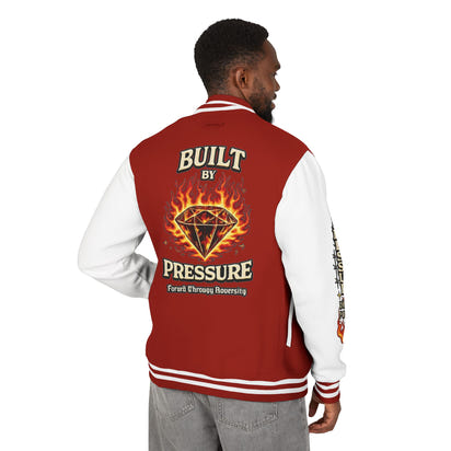 Built By Pressure Letterman Jacket — Flame Diamond Varsity Jacket