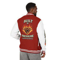 Built By Pressure Letterman Jacket — Flame Diamond Varsity Jacket