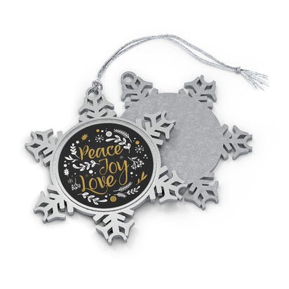 Peace, joy, love Snowflake Ornament