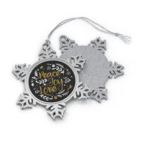 Peace, joy, love Snowflake Ornament