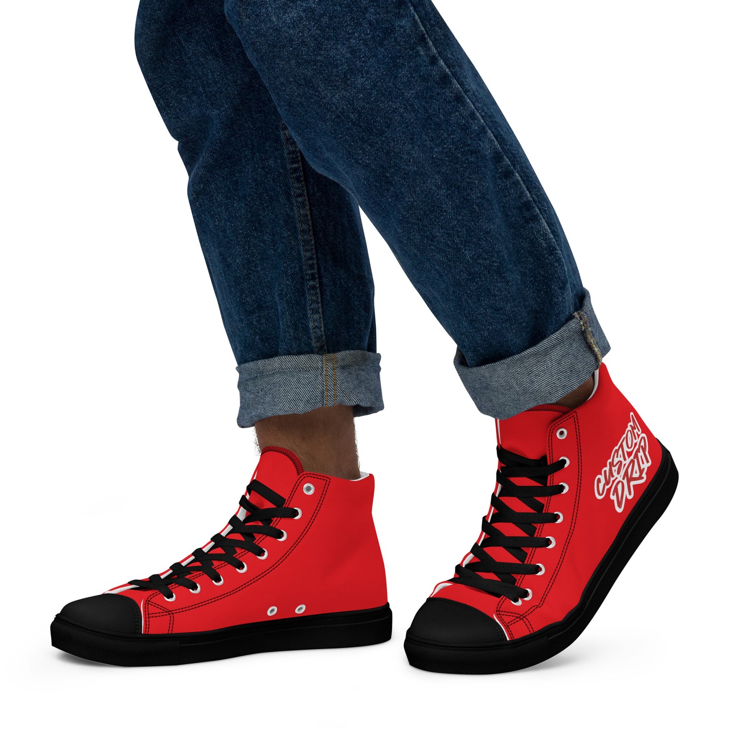 Red Custom Drip Men’s high top canvas shoes