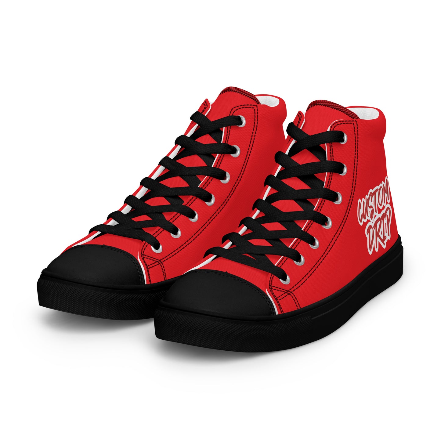 Red Custom Drip Men’s high top canvas shoes