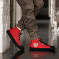 Red Custom Drip Men’s high top canvas shoes