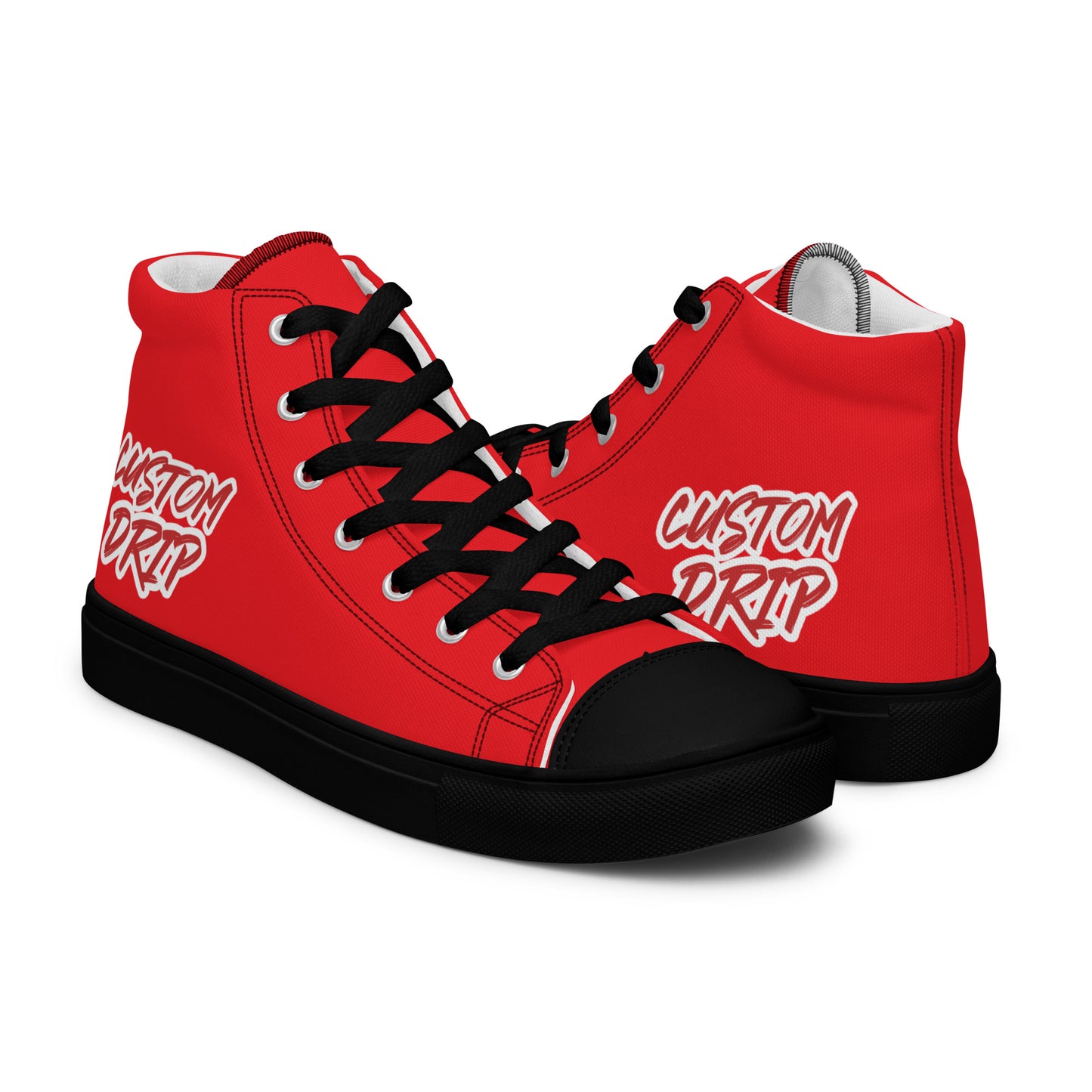 Red Custom Drip Men’s high top canvas shoes