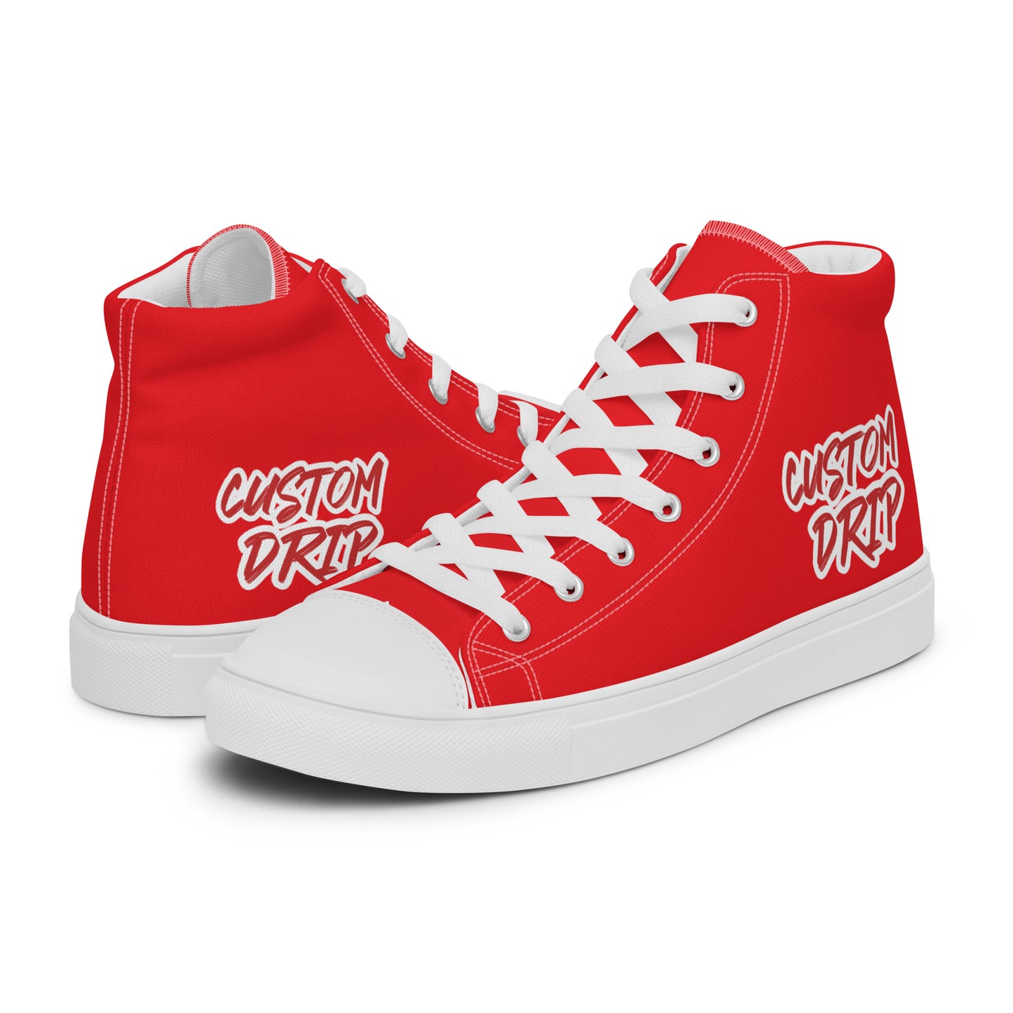 Red Custom Drip Men’s high top canvas shoes