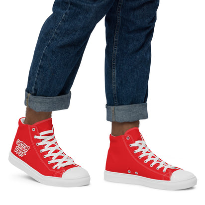 Red Custom Drip Men’s high top canvas shoes
