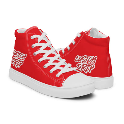 Red Custom Drip Men’s high top canvas shoes
