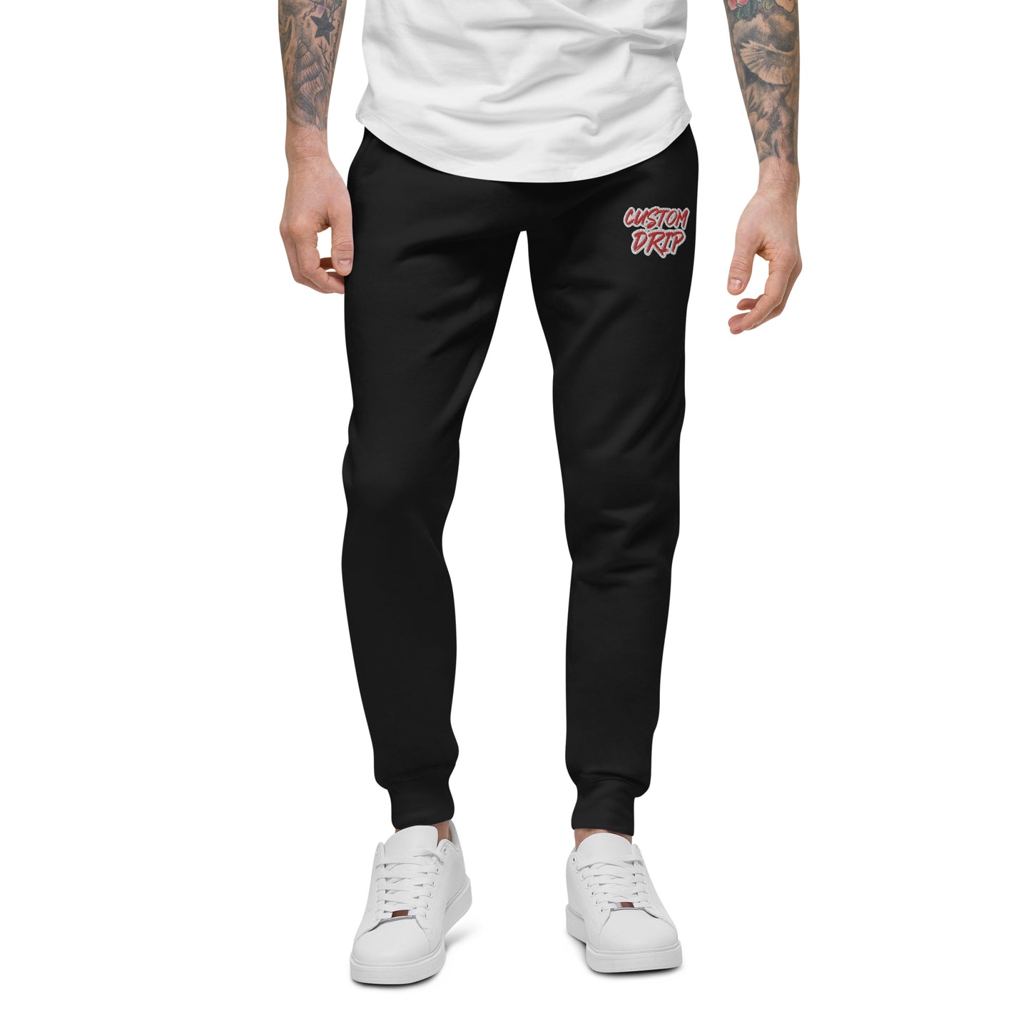 Custom Drip's White & Red Unisex fleece sweatpants