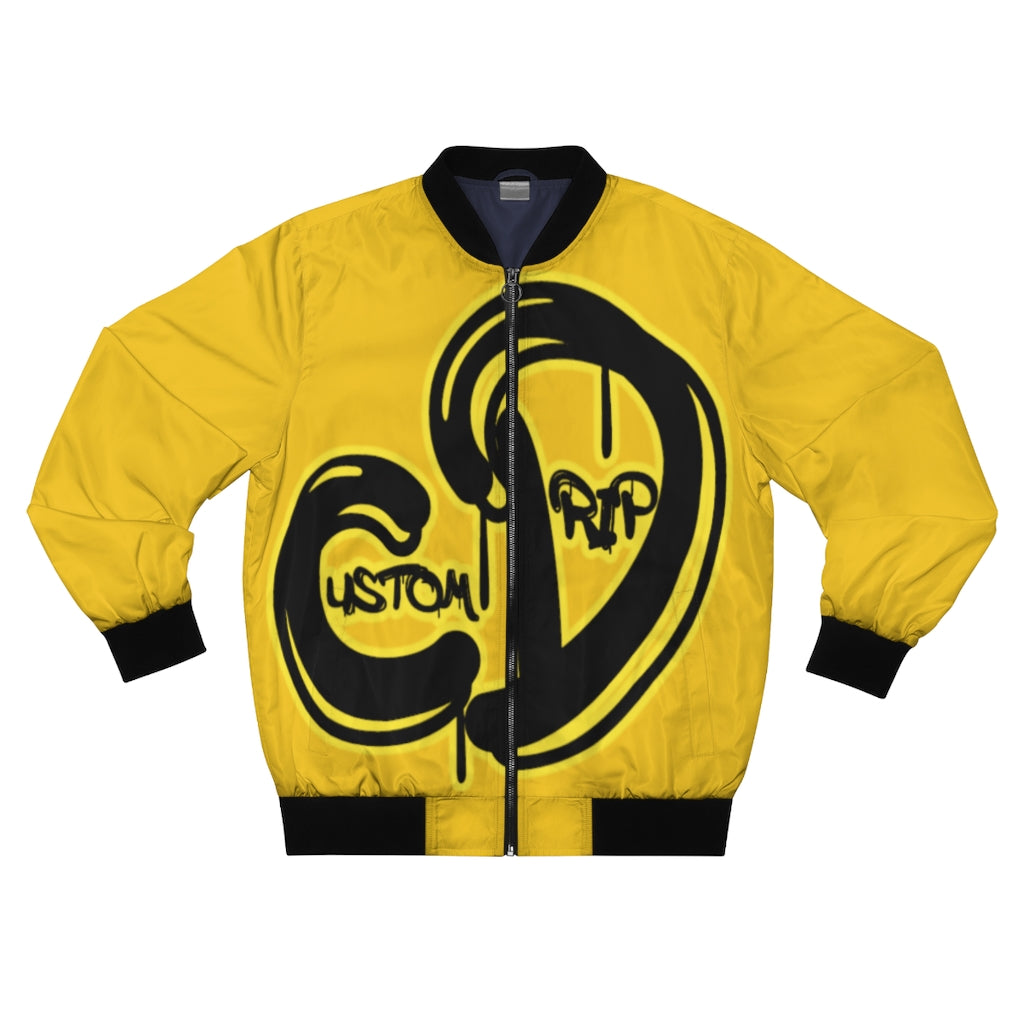 Yellow & Black Custom Drip's Men's Bomber Jacket - CustomDripStore