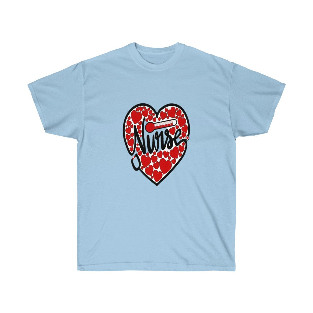 Nurse Heart Unisex Tee, Valentine's Day Tee, Heart Tee, Custom T-shirts, Graphic T-shirt - CustomDripStore