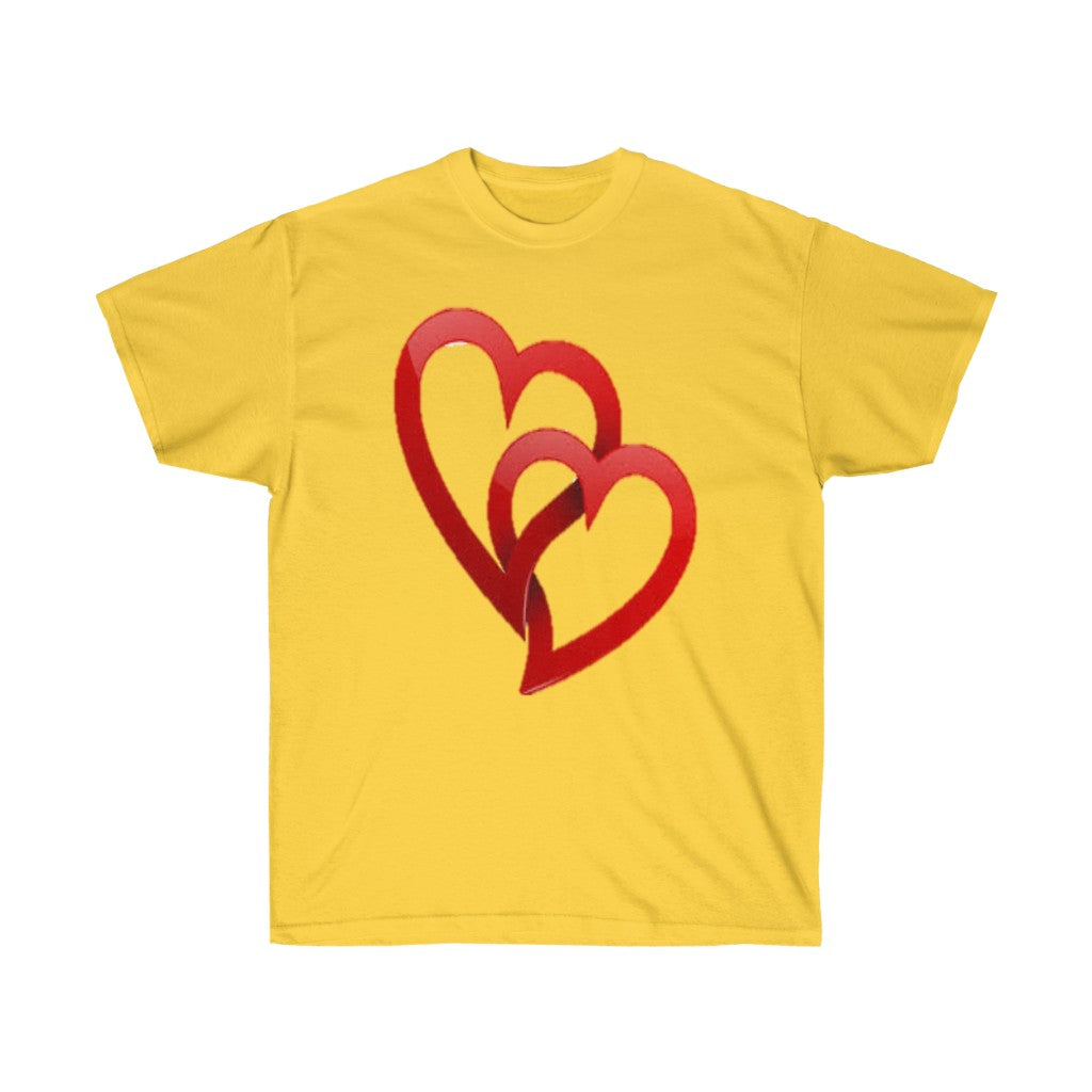 Interlocking Hearts Unisex Tee, Valentine's Day Tee, Custom Tee, Heart Tee, Personalized Tee - CustomDripStore