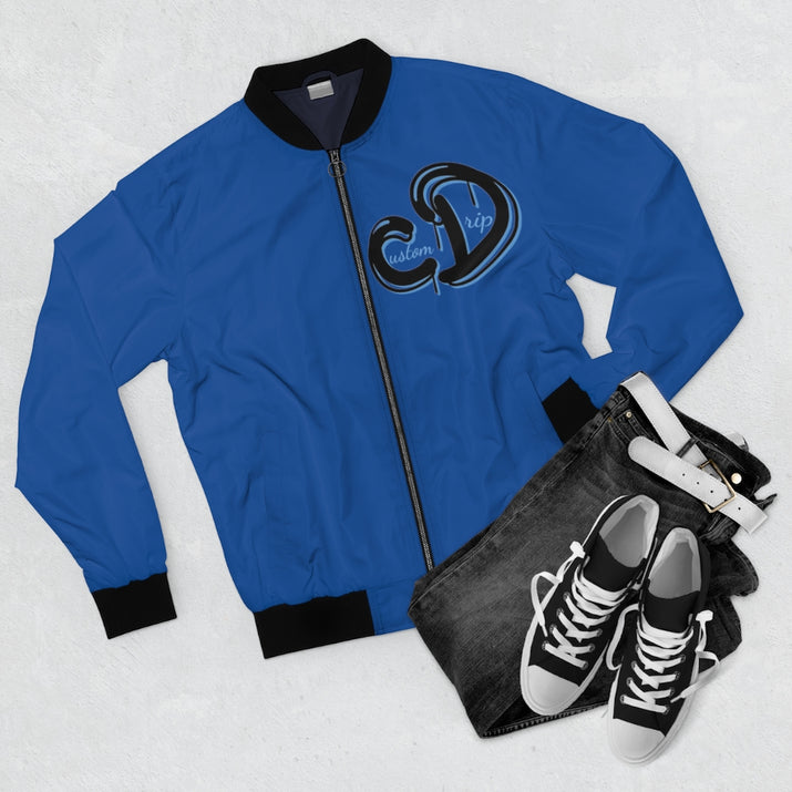 Custom Drip's Blue&Black logo Men's Bomber Jacket - CustomDripStore