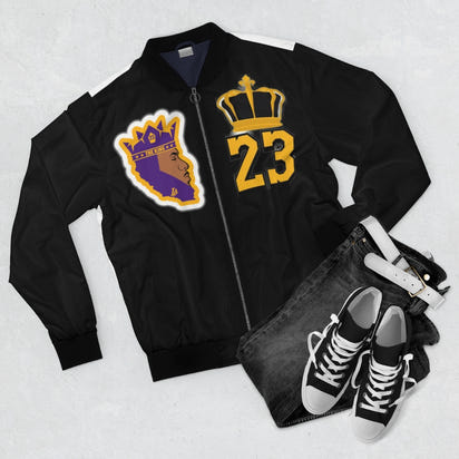 Black Custom 23 King Men's AOP Bomber Jacket - CustomDripStore