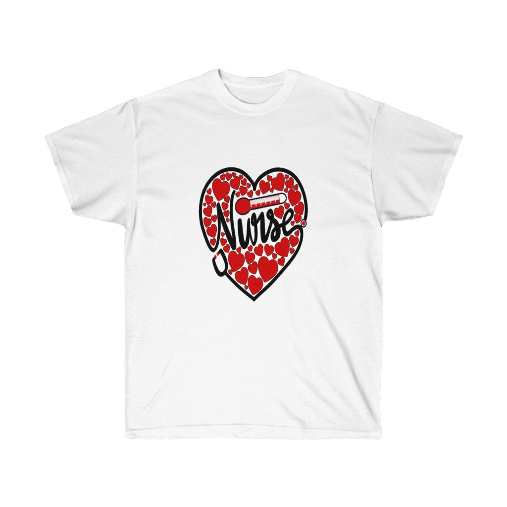 Nurse Heart Unisex Tee, Valentine's Day Tee, Heart Tee, Custom T-shirts, Graphic T-shirt - CustomDripStore