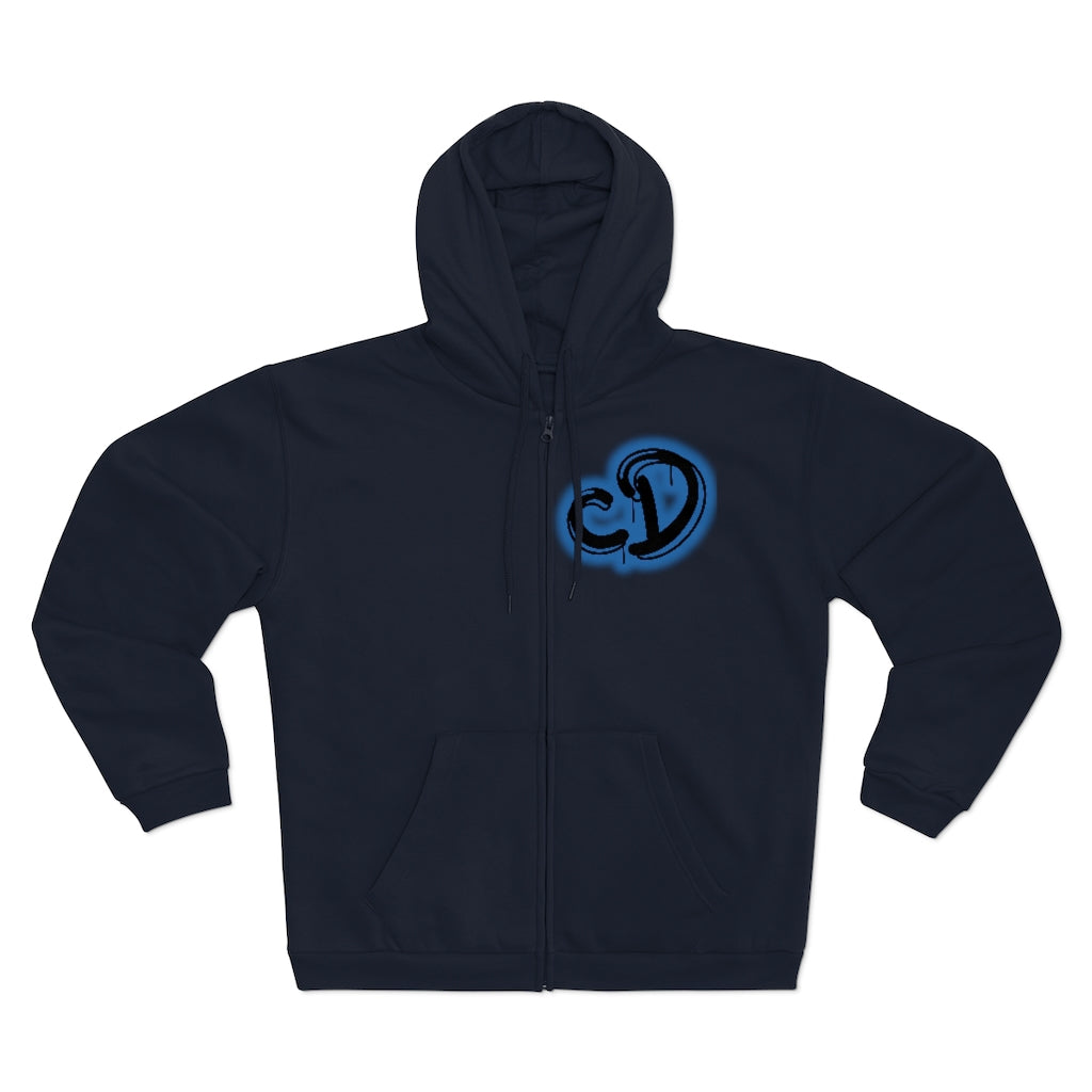 University blue custom drip splash Unisex Hooded Zip Sweatshirt - CustomDripStore