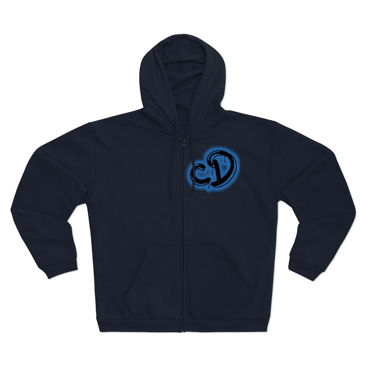 University blue custom drip splash Unisex Hooded Zip Sweatshirt - CustomDripStore