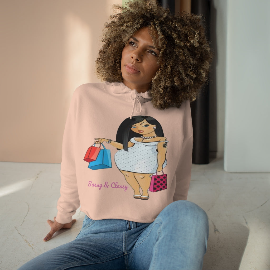 Sassy & Classy Crop Hoodie, Custom hoodie, Graphic hoodie, Personalized hoodie, Cartoon Hoodie - CustomDripStore