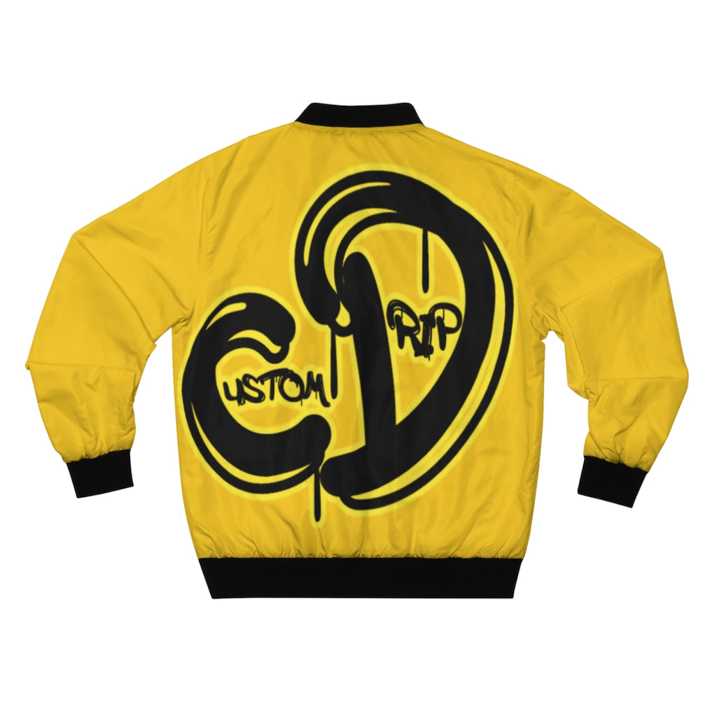 Yellow & Black Custom Drip's Men's Bomber Jacket - CustomDripStore