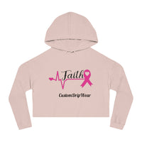Faith Cancer ribbon Women’s Cropped Hooded Sweatshirt - CustomDripStore