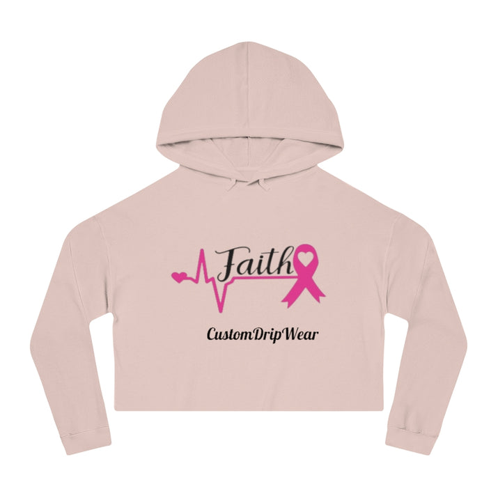 Faith Cancer ribbon Women’s Cropped Hooded Sweatshirt - CustomDripStore
