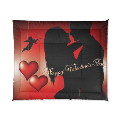 Happy Valentines Day Comforter, Valentine's day, Custom comforter, Personalized comforter, Graphic comforter - CustomDripStore