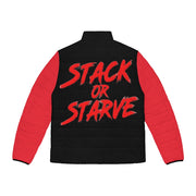 Custom Drips Stack or Starve Men's Puffer Jacket - CustomDripStore