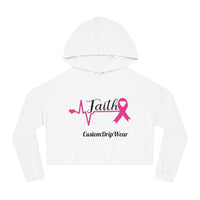 Faith Cancer ribbon Women’s Cropped Hooded Sweatshirt - CustomDripStore
