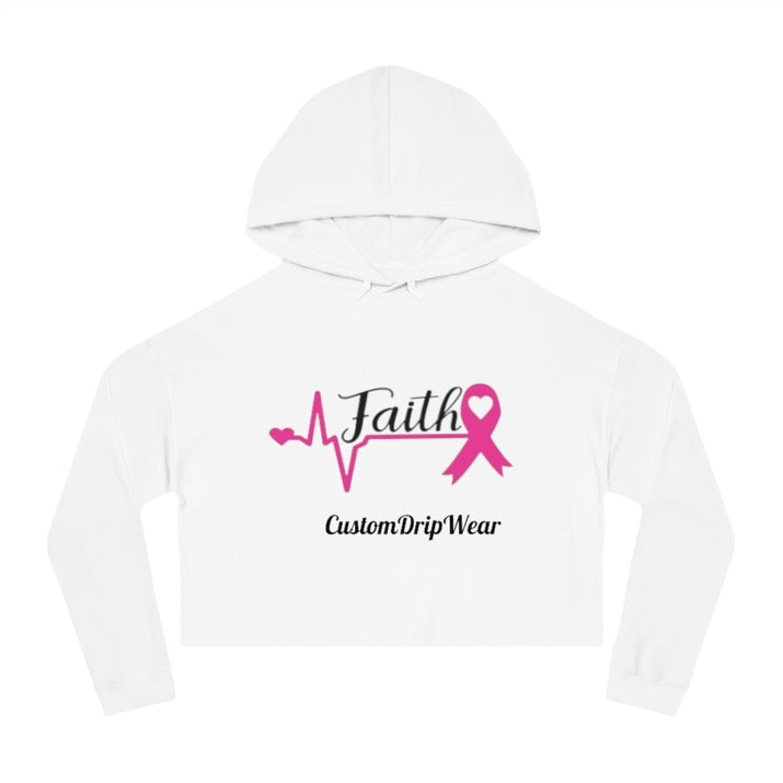 Faith Cancer ribbon Women’s Cropped Hooded Sweatshirt - CustomDripStore
