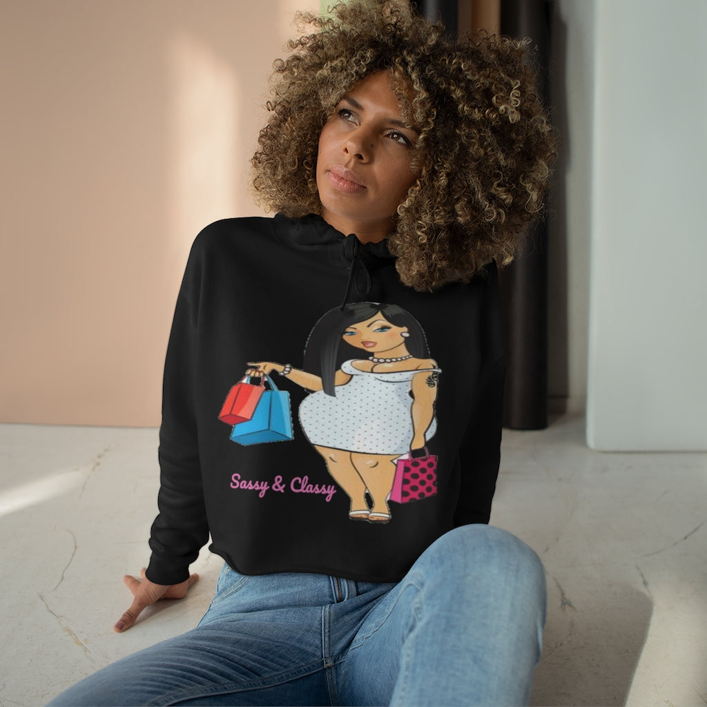 Sassy & Classy Crop Hoodie, Custom hoodie, Graphic hoodie, Personalized hoodie, Cartoon Hoodie - CustomDripStore