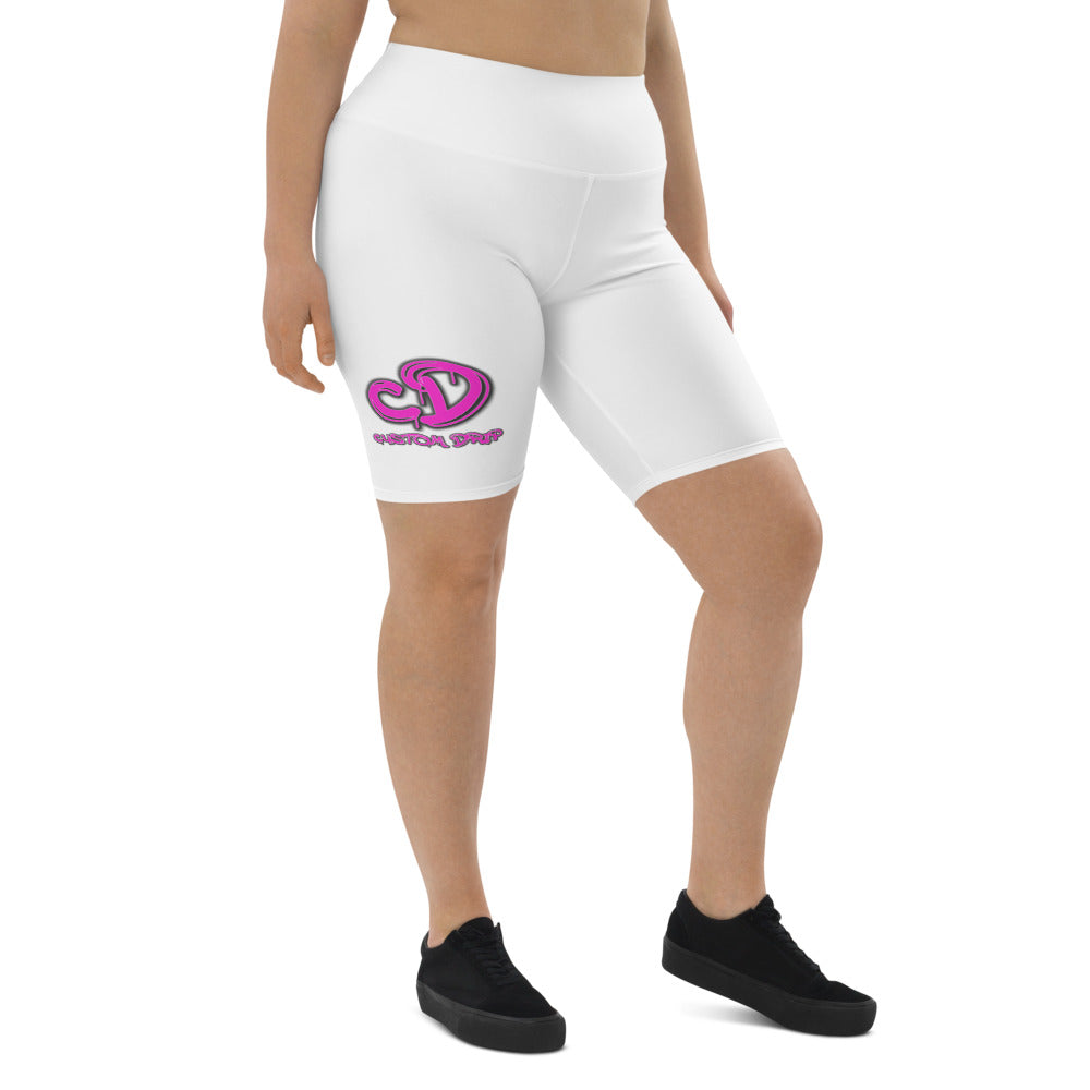 Pink Custom Drip logo Biker Shorts - CustomDripStore
