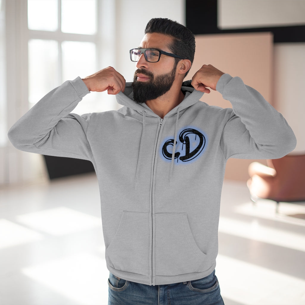 University blue custom drip splash Unisex Hooded Zip Sweatshirt - CustomDripStore