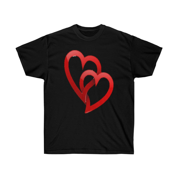 Interlocking Hearts Unisex Tee, Valentine's Day Tee, Custom Tee, Heart Tee, Personalized Tee - CustomDripStore