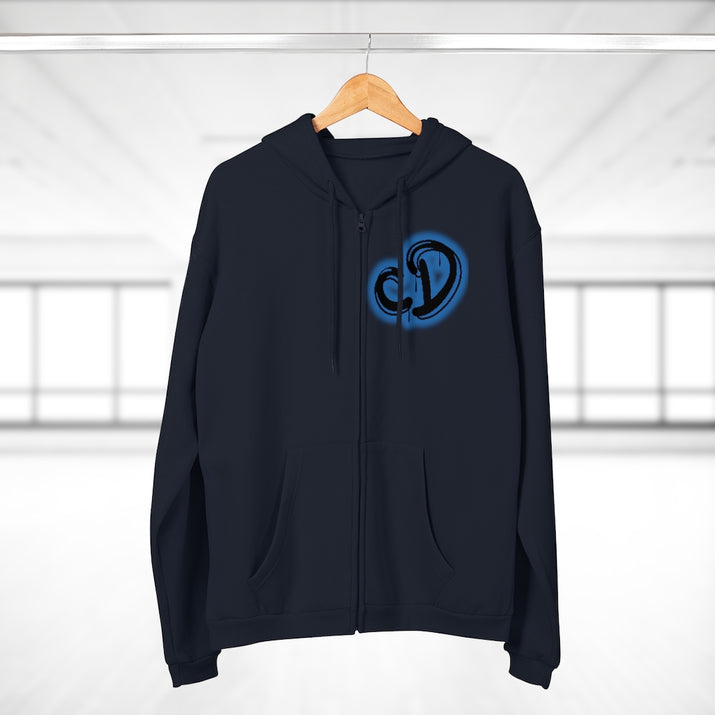 University blue custom drip splash Unisex Hooded Zip Sweatshirt - CustomDripStore